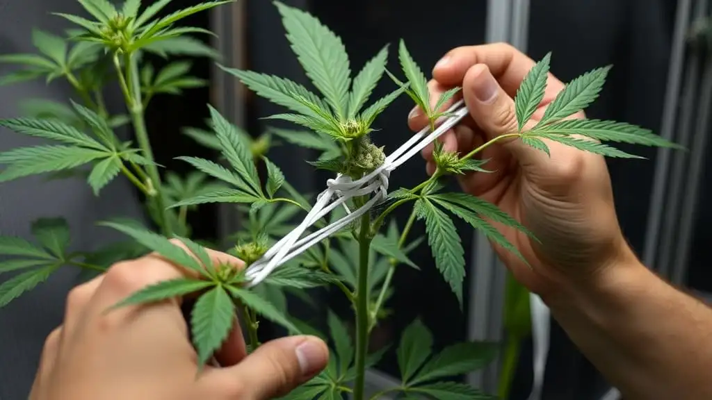 Cannabis plant training LST technique