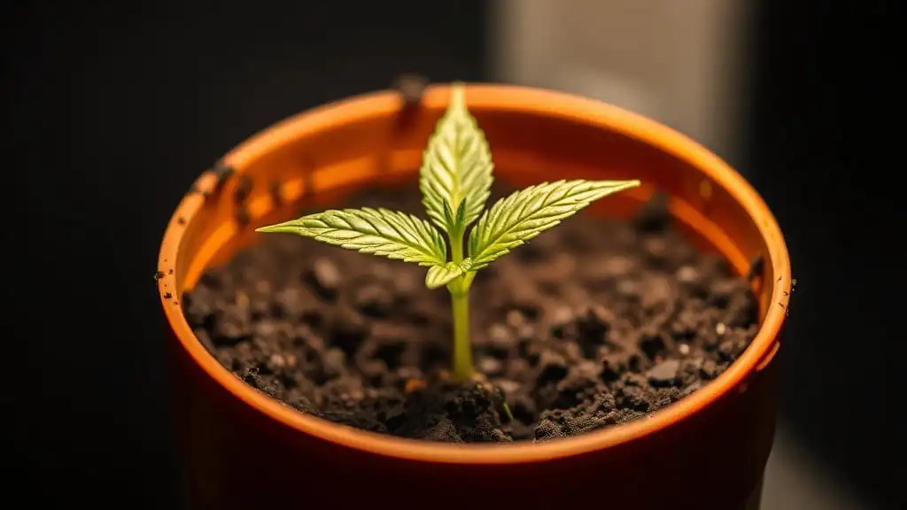 Cannabis seedling sprouting