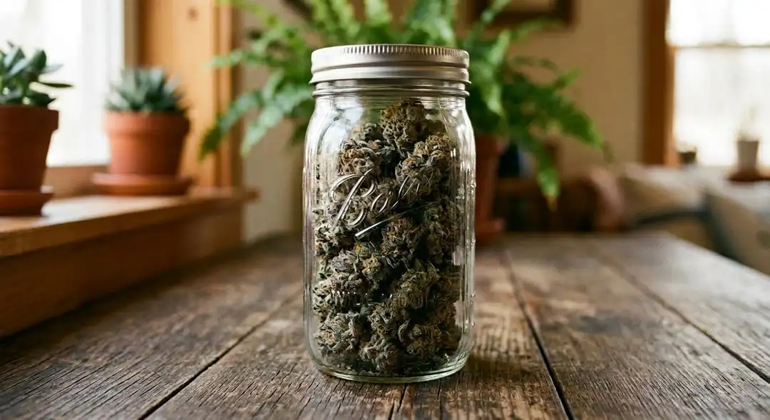 Alien Technology feminized cannabis buds cured and ready — dense Afghan indica nugs showing deep green coloration with a thick coat of trichomes and amber pistils