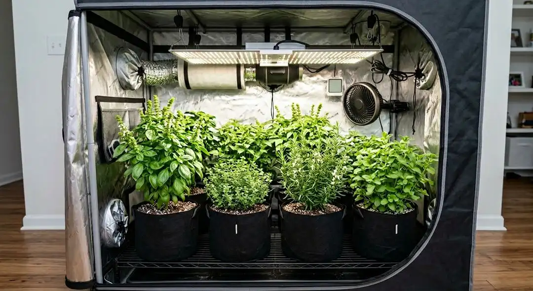 Hawaiian Snow cannabis plants mid-flower showing long sativa colas and tropical bud structure under grow lights